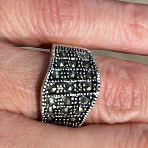 Sterling Silver Stunning Black Marcasite Ring